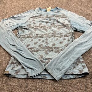 THE NORTH FACE Women Vaporwick Blue Floral Long Sleeved Baselayer Athletic top M